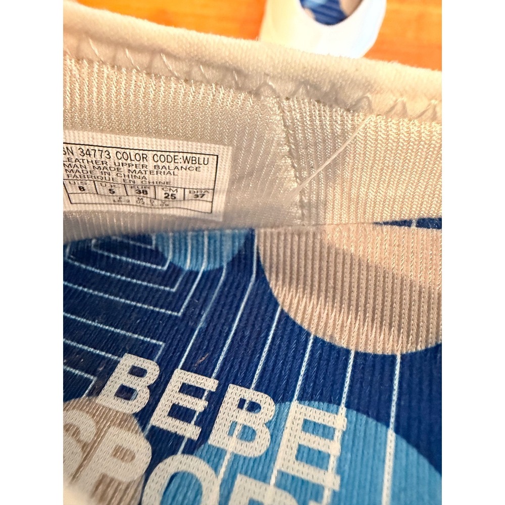 Y2K Bebe Sport Womens White Blue Leather Mary Jane Ballet Flats 8 Puma Sporty - Picture 9 of 11